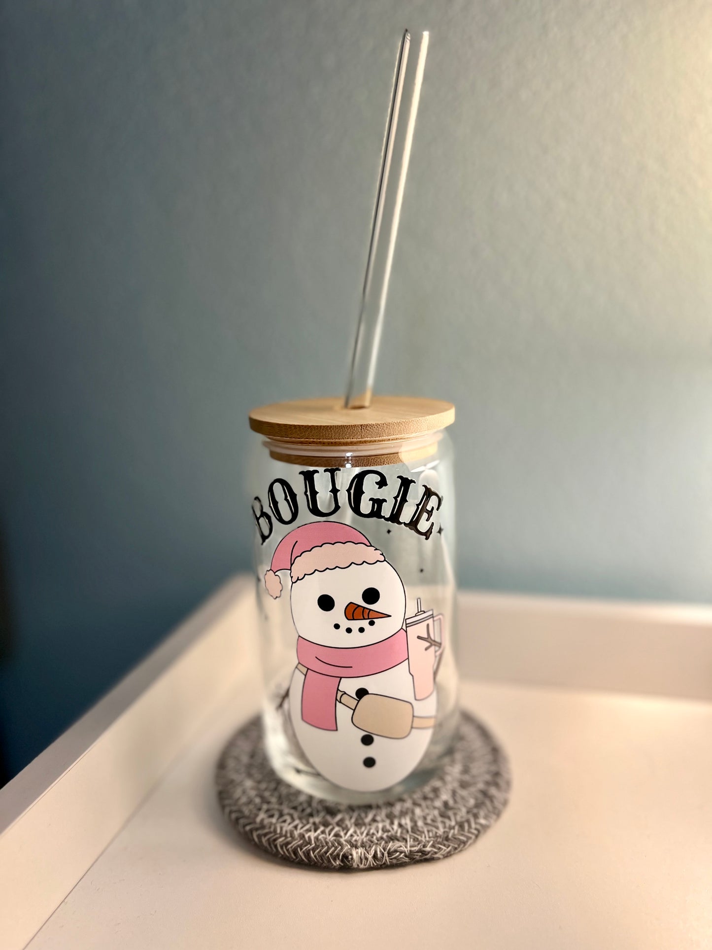 Bougie Snowman 16 oz Libbey Glass