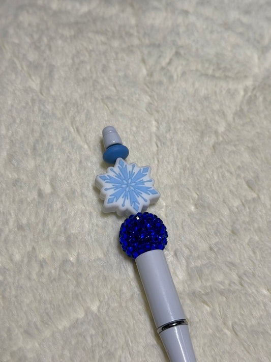 Crystal Blue Snowflake Beaded Pen