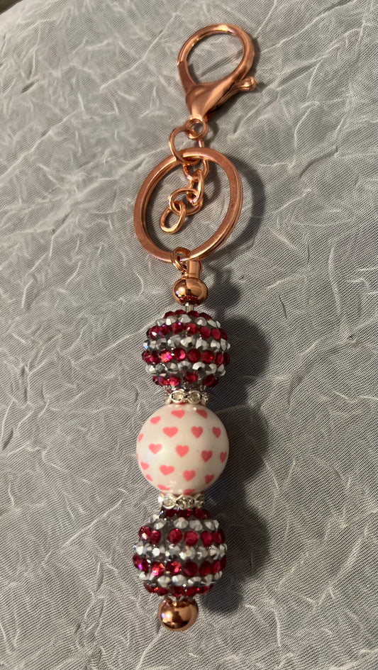 Pink Hearts Keychain